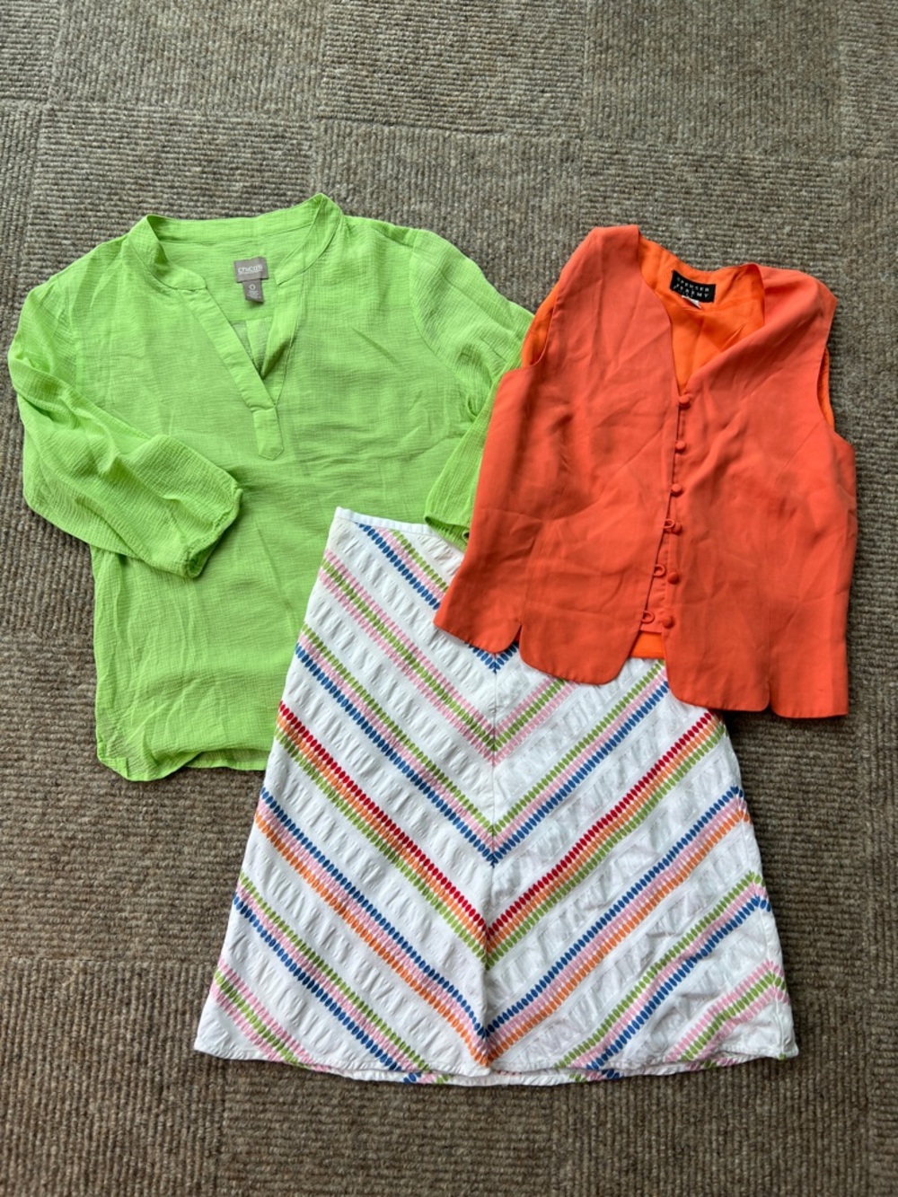 Natural Fiber Womens Bundle Lime Green Orange Cotton Silk Chicos Vintage Talbots